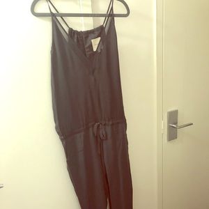 Michelle Mason 100% silk jumpsuit in anthracite.